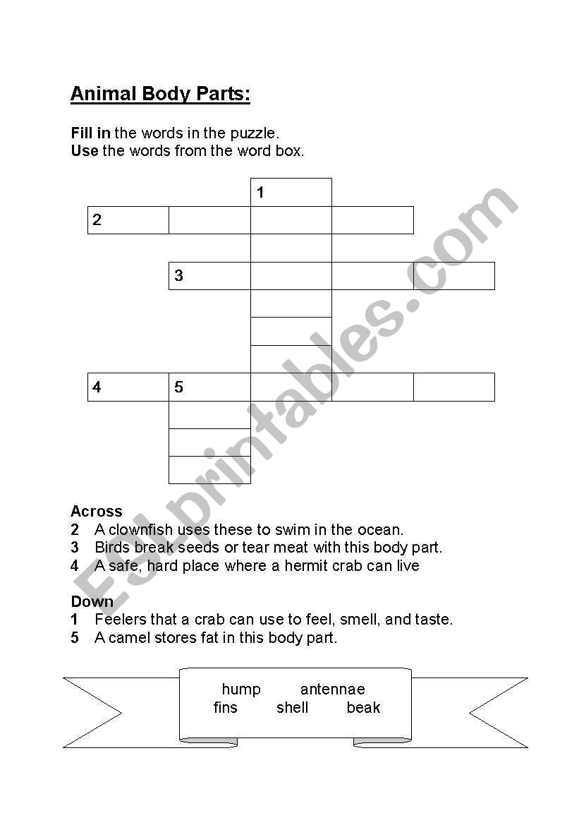 How animals use their body parts [crossword puzzle]